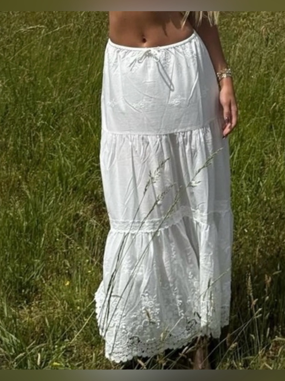 WeWoreWhat Ivory Midi Pull-On Skirt